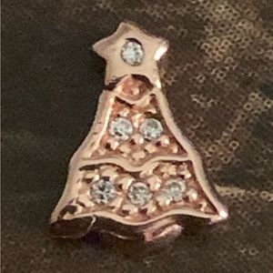 Authentic Pandora Rose Gold Plated Twinkling Tree Petite Locket Charm ALR R